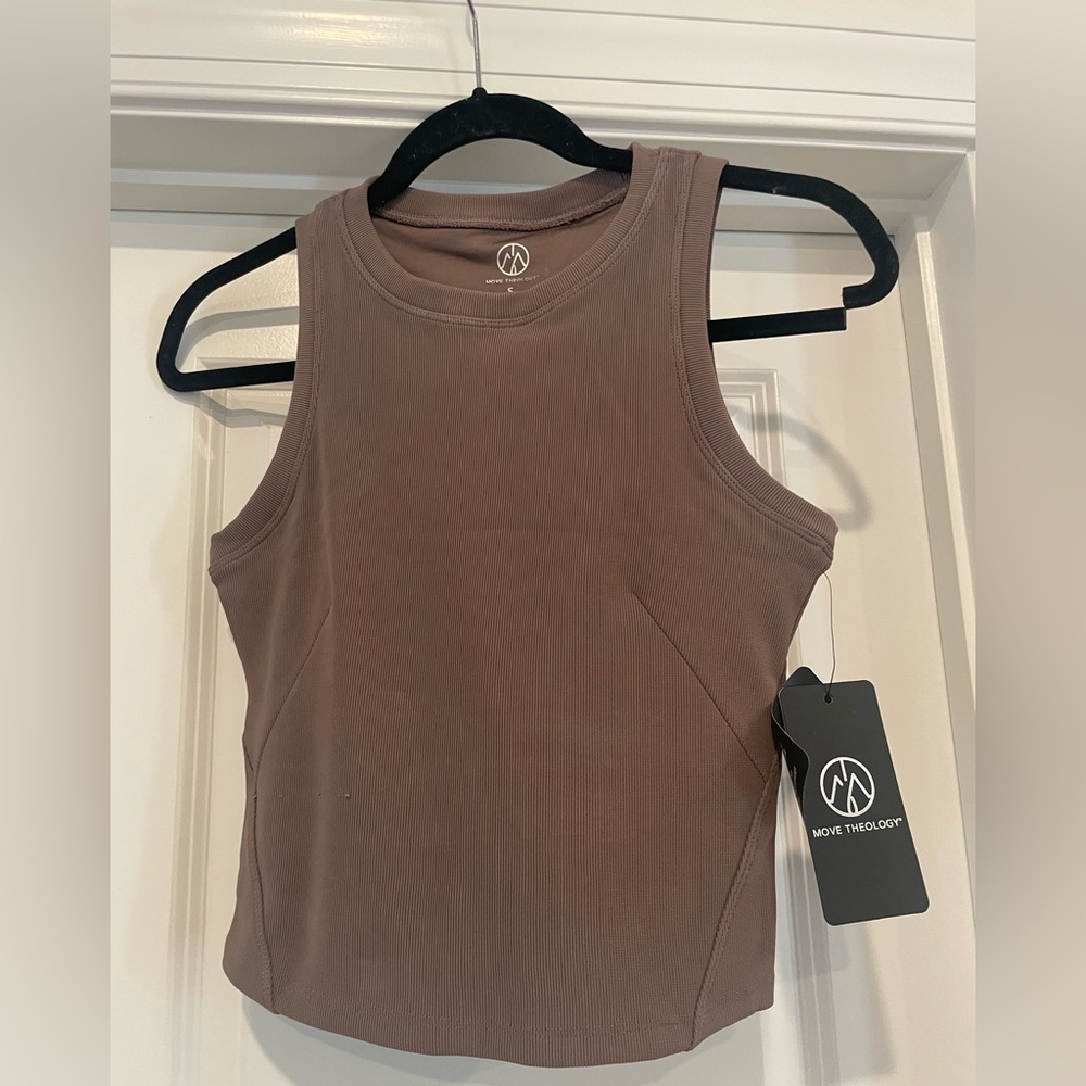 Move Theology Brown Fitted Cropped Athletic Tank
